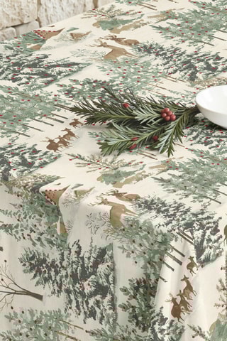 Nappe antitache Christmas ciervo - Ecru et vert