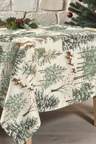 Nappe antitache Christmas ciervo - Ecru et vert