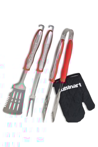 4 Barbecue-accessoires - Zilverkleurig en Rood