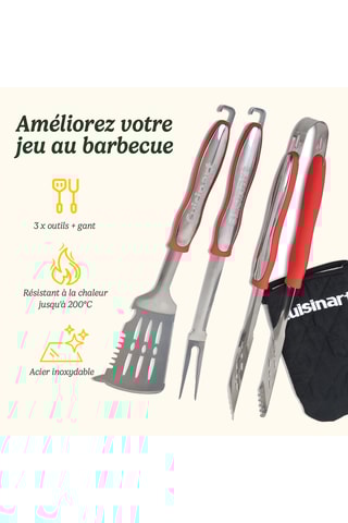 4 Barbecue-accessoires - Zilverkleurig en Rood