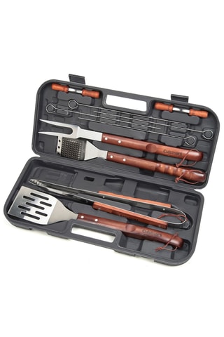 13 Roestvrijstalen en Houten Barbecue-accessoires - Zilverkleurig en Bruin