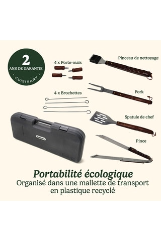 13 Roestvrijstalen en Houten Barbecue-accessoires - Zilverkleurig en Bruin