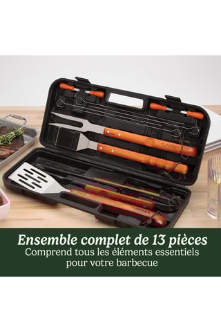 13 Roestvrijstalen en Houten Barbecue-accessoires - Zilverkleurig en Bruin