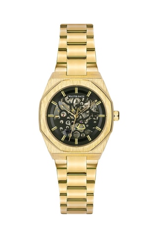 Montre automatique en silicone et plaqué ion or jaune - Walter Bach