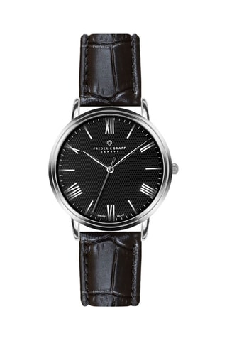 Montre à quartz en cuir Noir et argenté