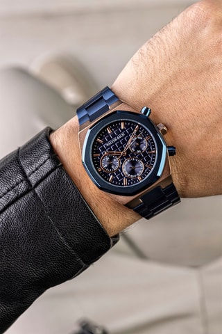 Montre à quartz en acier - Bleu et doré rose - Walter Bach