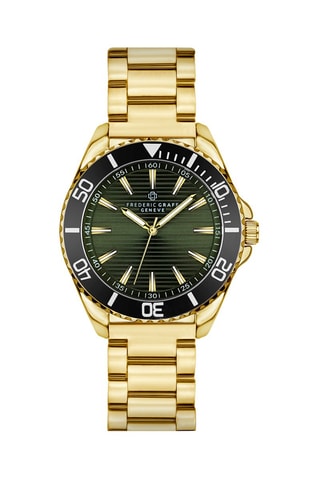 Montre à quartz en acier plaqué ion or jaune - Frederic Graff