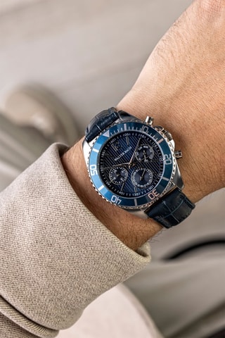 Montre à quartz en cuir - Bleu et argenté - Walter Bach