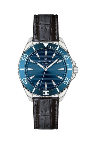 Montre à quartz en cuir et plaqué ion argent - Frederic Graff