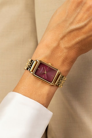 Montre à quartz en acier - Doré et bordeaux - Frederic Graff