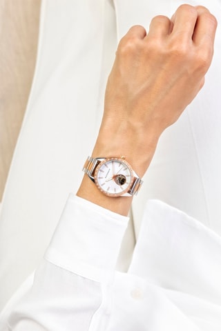 Montre automatique en acier inoxydable plaqué ion or jaune et argent - Argenté et doré - Walter Bach