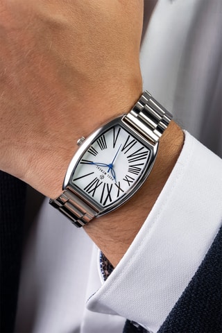 Montre à quartz en acier - Argenté et blanc