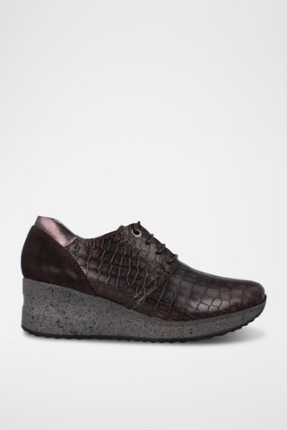 Derbys compensés en cuir - Marron