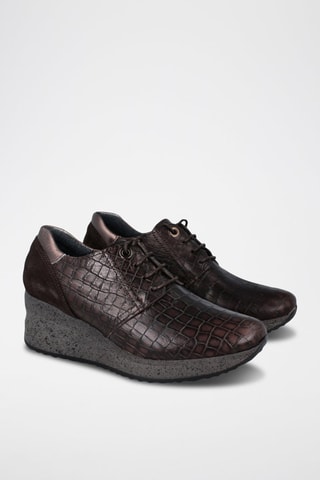 Derbys compensés en cuir - Marron