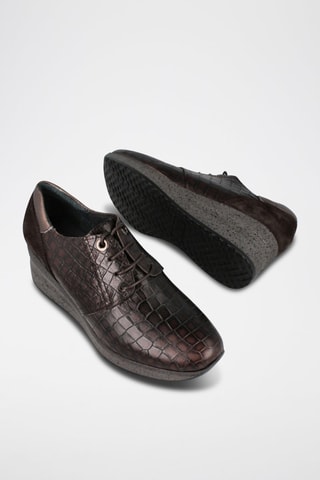 Derbys compensés en cuir - Marron