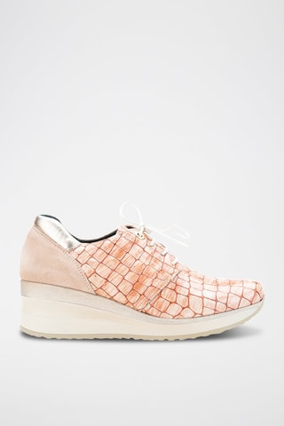 Derbys compensés en cuir - Saumon