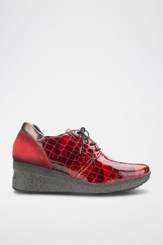 Derbys compensés en cuir - Rouge
