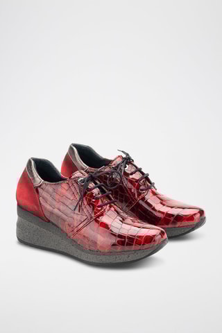 Derbys compensés en cuir - Rouge