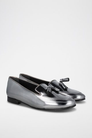 Mocassins vernis en cuir - Argenté