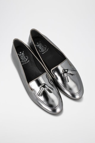 Mocassins vernis en cuir - Argenté