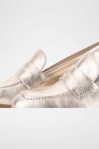 Mocassins à talons en cuir - Doré