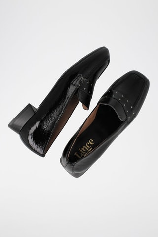 Mocassins à talons en cuir verni - Noir