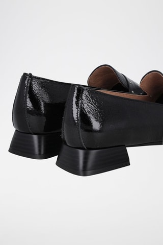 Mocassins à talons en cuir verni - Noir