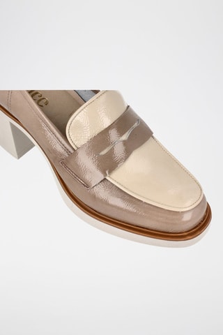 Mocassins à talons en cuir verni Napalack - Beige