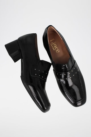 Mocassins à talons en cuir verni Rock - Noir