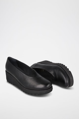 Ballerines compensées en cuir - Noir