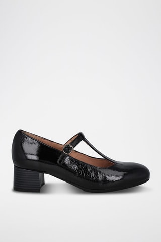 Salomés à talons en cuir verni Regina - Noir