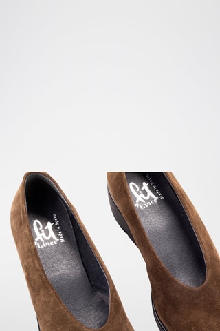 Slippers compensées en cuir Serraje - Marron