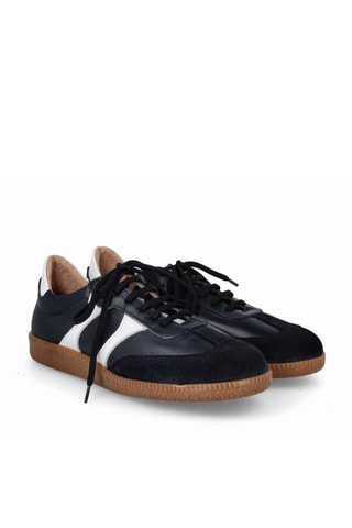 Sneakers en cuir nubuck et cuir napa - Bleu marine