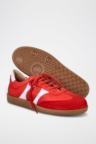 Sneakers en cuir nubuck et en cuir nappa - Rouge