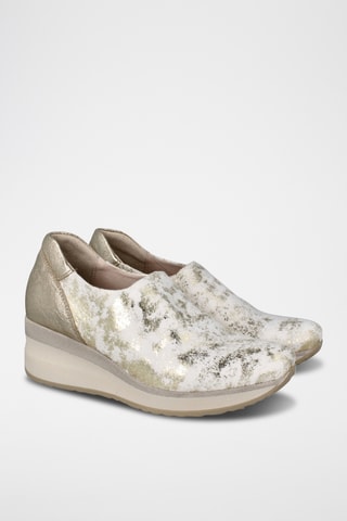 Slip-on compensés en cuir - Doré