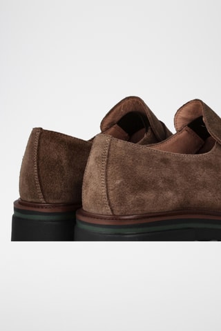 Mocassins à talons en nubuck - Marron