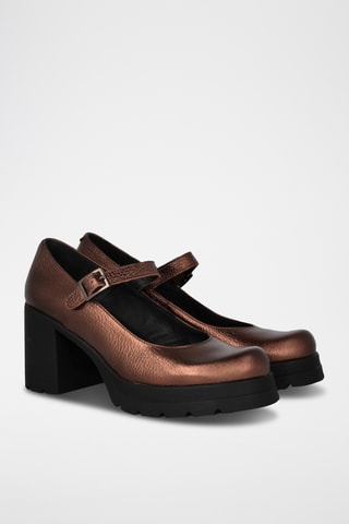 Babies à talons en cuir - Marron