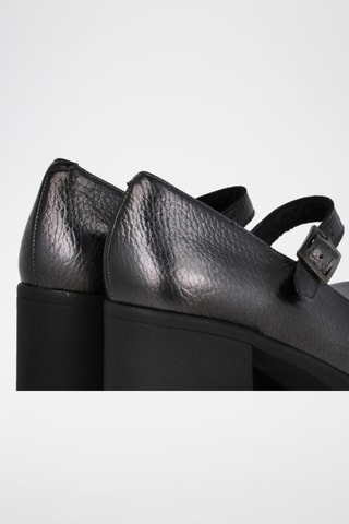 Babies à talons en cuir - Gris foncé