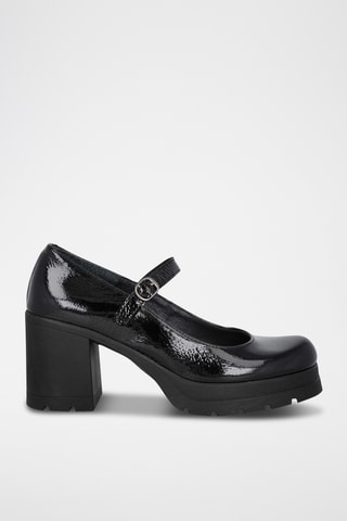 Babies à talons en cuir verni - Noir