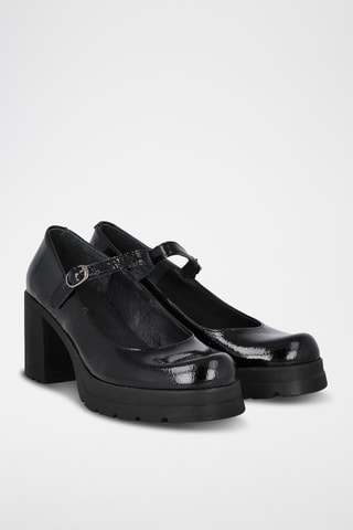 Babies à talons en cuir verni - Noir