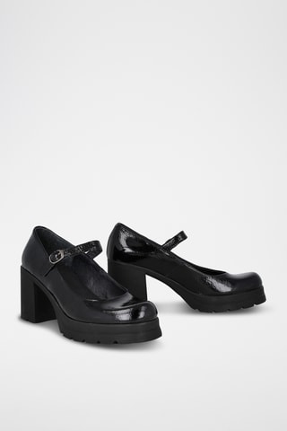 Babies à talons en cuir verni - Noir