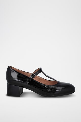 Babies à talons en cuir - Noir