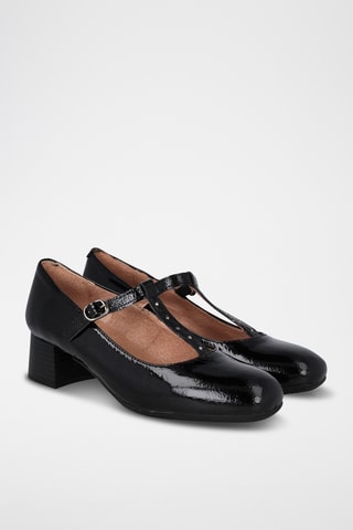 Babies à talons en cuir - Noir