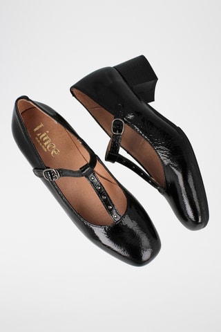 Babies à talons en cuir - Noir