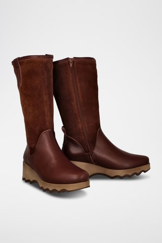 Bottes compensées en cuir - Bordeaux