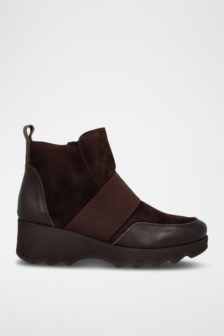 Bottines compensées en cuir - Marron