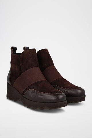 Bottines compensées en cuir - Marron