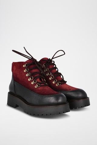 Bottines en cuir - Noir et bordeaux