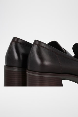 Mocassins à talons en cuir - Marron