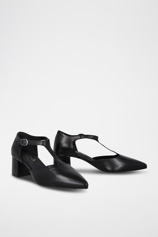 Salomés à talons en cuir - Noir